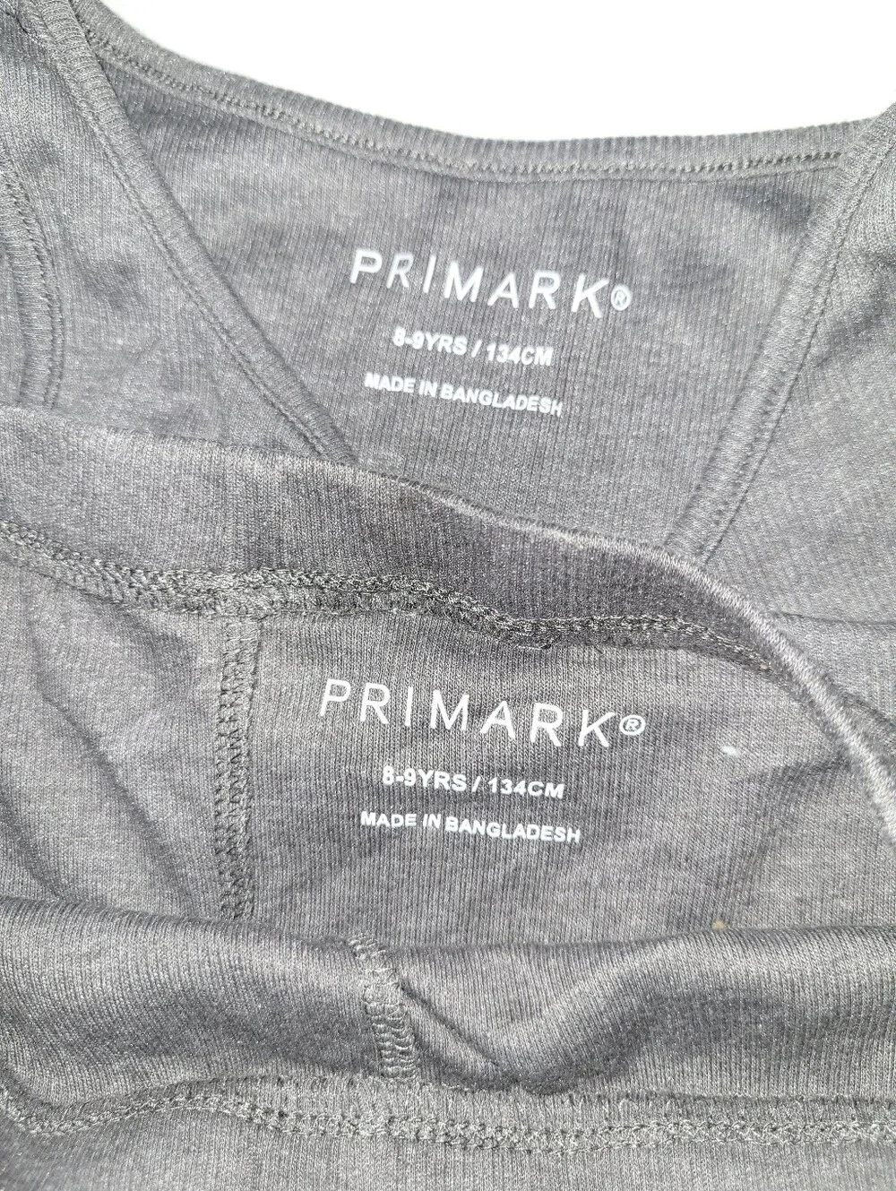 Primark Size 8-9 Years Gray Tie Dye Ribbed Tank and Bike Shorts Outfit Set